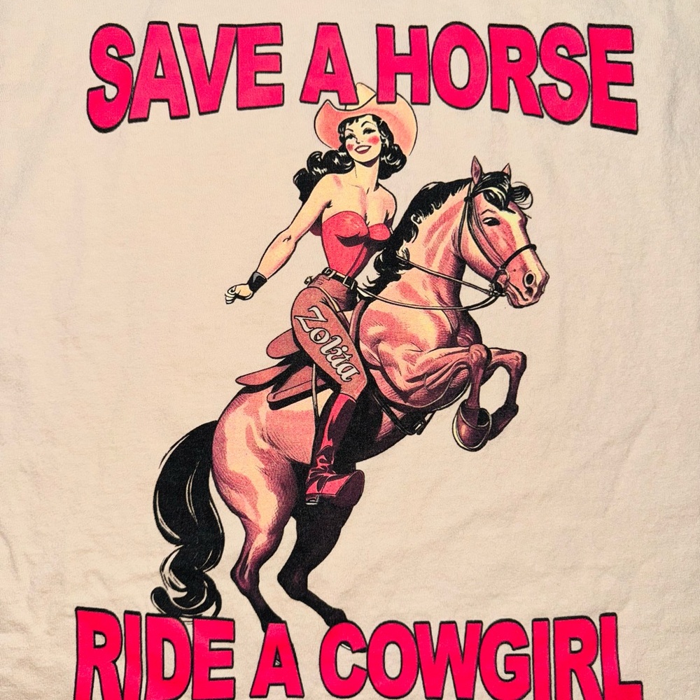 Save A Horse Ride A Cowgirl XL Graphic Tee - Picture 2 of 5